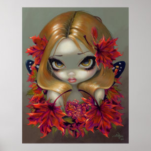 Poster Red Maple Fairy ART IMPRIMER feuilles d'automne im
