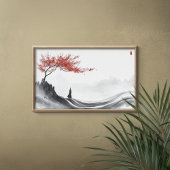 Poster Red Maple Ink Zen Minimalist Wall Art