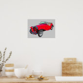 Poster Red MG Convertible Antique Sportscar (Cuisine)