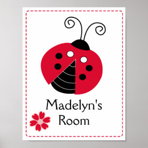 Poster Red Mod Ladybug Girl's Room Art Imprimer personnal