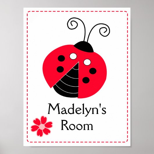 Poster Red Mod Ladybug Girl's Room Art Imprimer personnal (Devant)