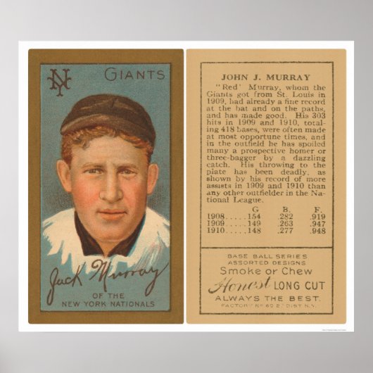 Poster Red Murray Giants Baseball 1911 (Devant)