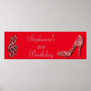 Poster Red Music Note et Stiletto 21e anniversaire