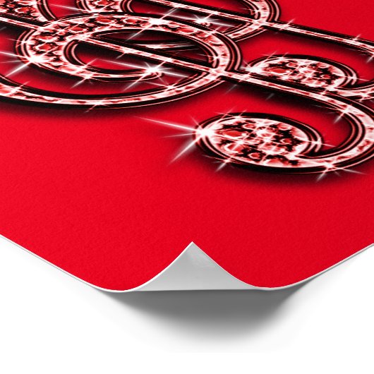 Poster Red Music Note et Stiletto 65e anniversaire (Coin)