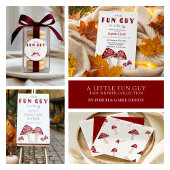 Poster Red Musroom Fun Guy Baby shower Date d'échéance Ca