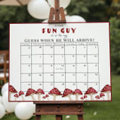 Poster Red Musroom Fun Guy Baby shower Date d'échéance Ca