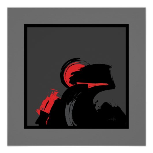 Poster Red 'n Black Night Sentinal Art moderne Abstrait (Devant)