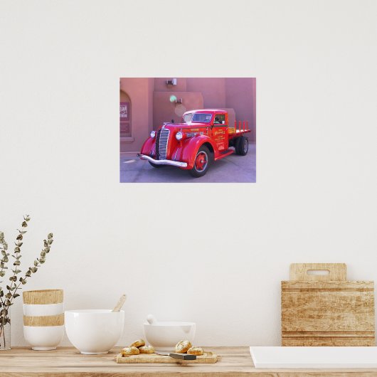Poster Red Oldtimer Truck (Cuisine)