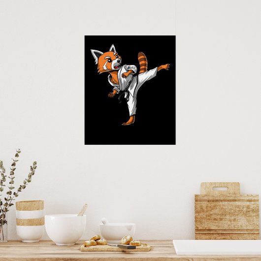 Poster Red Panda Bear Karate (Cuisine)