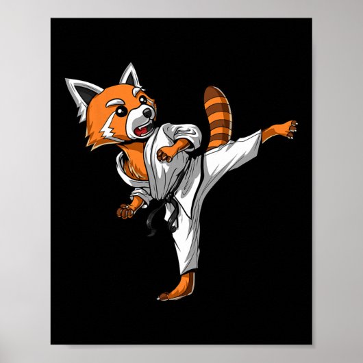 Poster Red Panda Karate Ninja Martial Arts Kickboxe Tae (Devant)