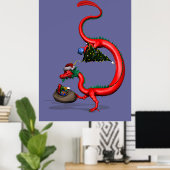 Poster Red Père Noël Dragon (Bureau à domicile)