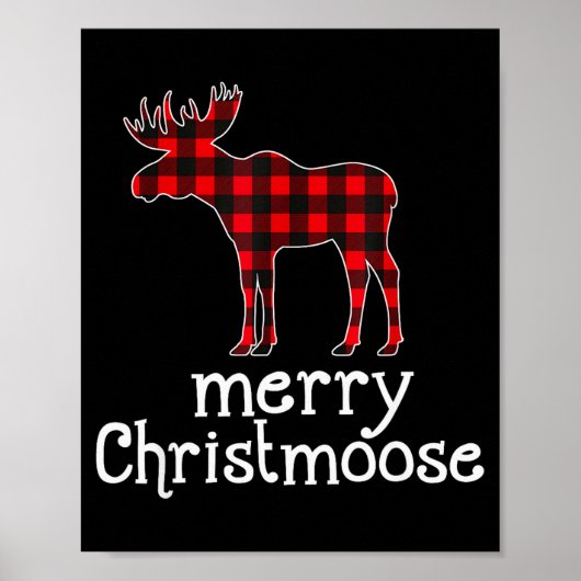 Poster Red Plaid Merry Christmoose Christmas T Shirt Moos (Devant)