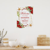 Poster Red Poinsettia Christmas Wedding Welcome Sign (Cuisine)