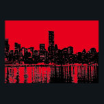 Poster Red Pop Art New York City Manhattan Silhouette<br><div class="desc">Black & Red Artistic New York City Night Image numérique - États-Unis des principales villes d'Amérique</div>