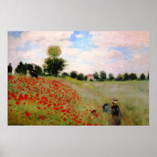 Poster Red Poppies by Monet - Poppy Field Parasol Woman