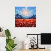 Poster Red Poppies Field - Impressionnisme Style Paysage (Bureau à domicile)