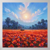 Poster Red Poppies Field - Impressionnisme Style Paysage (Devant)