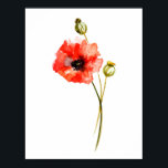 Poster Red poppies watercolor wall art<br><div class="desc">Minimalist flower decoration,  baby girl shower gift idea,  living room decor,  watercolor painting</div>