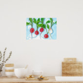 Poster Red Radis Garden Vegetable Aquarelle Art (Cuisine)