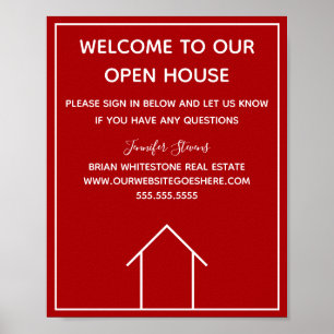 Poster Red Real Estate Company Custom Open House