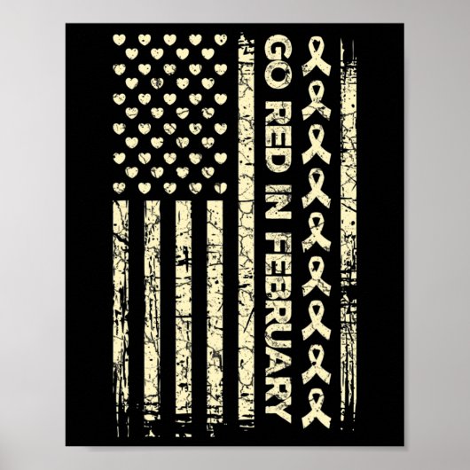 Poster Red Ribbon Heart Disease Awareness Cadeau American (Devant)