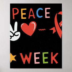 Poster Red Ribbon Week Peace Love Cure Drug Free Say No T