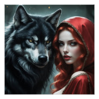 Red riding hood an his wolf 