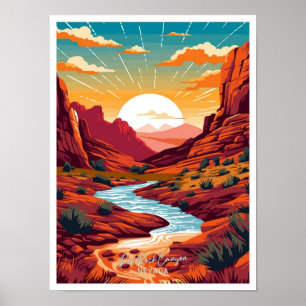Poster Red Rock Canyon Nevada Travel illustration Vintage