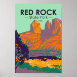 Poster Red Rock State Park Arizona Vintage<br><div class="desc">Design artistique du Red Rock State Park. Le parc national dispose d'un canyon en grès rouge à l'extérieur de la ville de Sedona.</div>