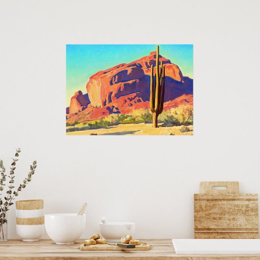 Poster Red Rocks and Cactus, 1945, par Maynard Dixon (Cuisine)