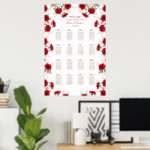 Poster Red Rose Romantic Wedding Seating Chart (Bureau à domicile)