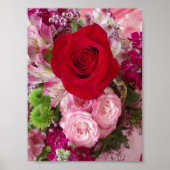 Poster Red Rose With Assorted Flowers and Roses Print (Devant)