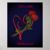 Poster Red Roses Red Heart Elegant Black Ajouter votre te (Devant)