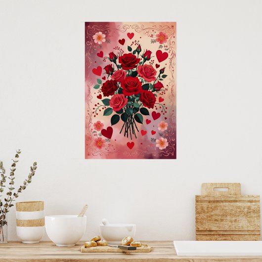 Poster Red Roses, Valentine's Day, (Cuisine)
