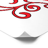 Poster Red Scroll & Hearts Names & Date 60 Yr Anniversary (Coin)