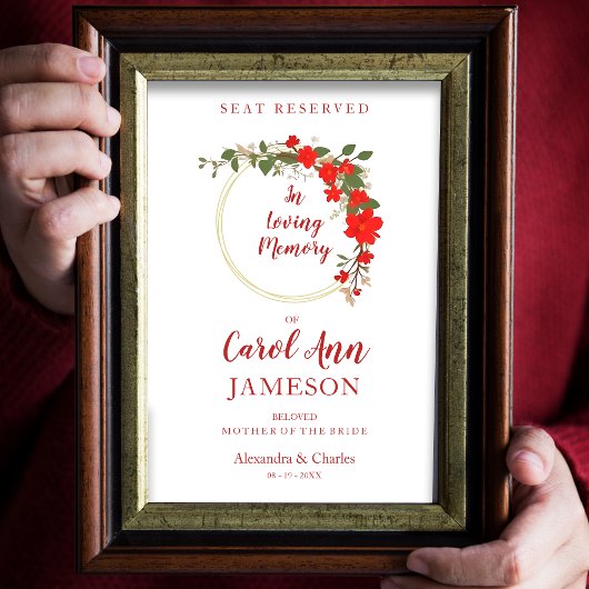 Poster Red Shades Floral Wreath Mariage Love Memory