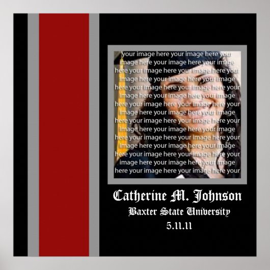 Poster Red & Silver School Graduation Frame Wall Art (Devant)