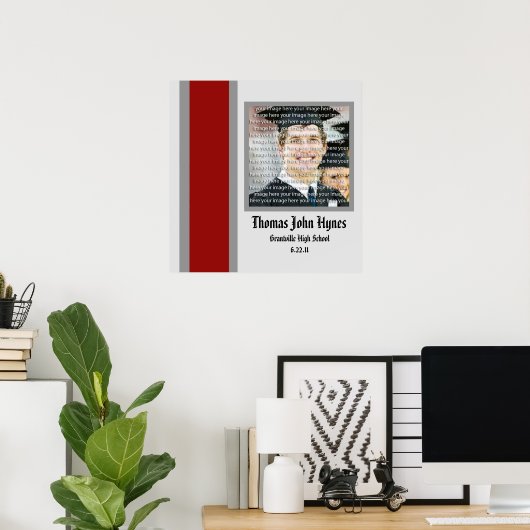 Poster Red & Silver School Graduation Frame Wall Art (Bureau à domicile)
