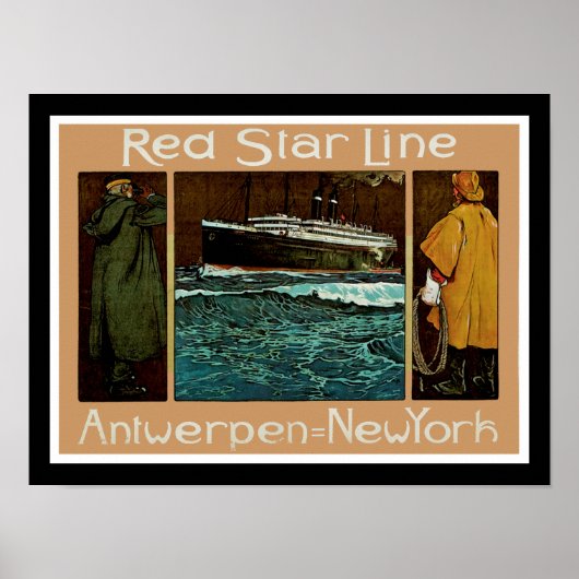 Poster Red Star Line ~ Antwerpen-New York (Devant)