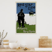 Poster Red Star Line ~ Anvers-New York (Cuisine)
