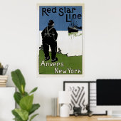 Poster Red Star Line ~ Anvers-New York (Bureau à domicile)