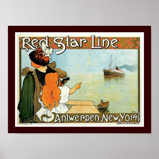 Poster Red Star Line Femme avec publicité fille (Devant)
