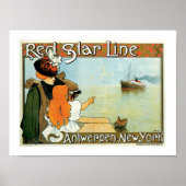 Poster Red Star Line Femme avec publicité fille (Devant)