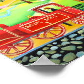 Poster Red steam train naive folk art painting (Coin)