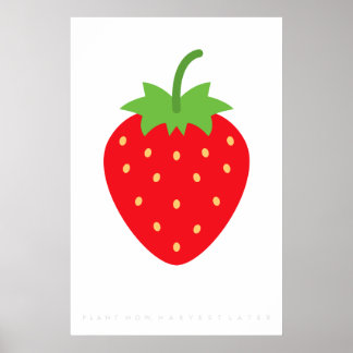 Poster Red Strawberry Retro 60's 70's