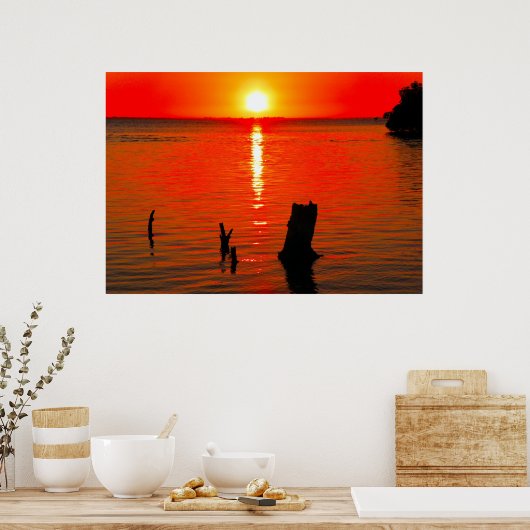 Poster, Red Sunset Poster (Keuken)