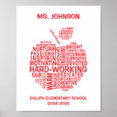 Poster Red Teacher Appréciation Typographie Apple (Devant)
