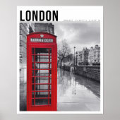 Poster Red Telephone Box London Black White Photography (Devant)