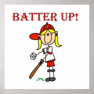 Poster Red Text Batter Up Girls Softball Shirts and Gifts