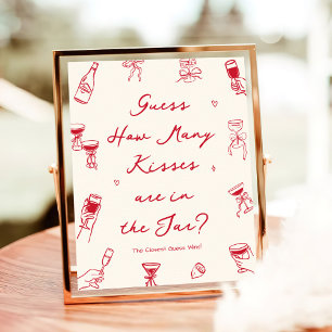 Poster Red Thats Amore Fête des mariées Devine Combien Ki